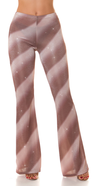 Party flarred pants with glitter gradient Brown